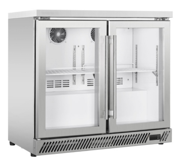 Back Bar Cooler BT-900FS 2-Door / Glass / Swing / Refrigerator / Stainless Steel Version