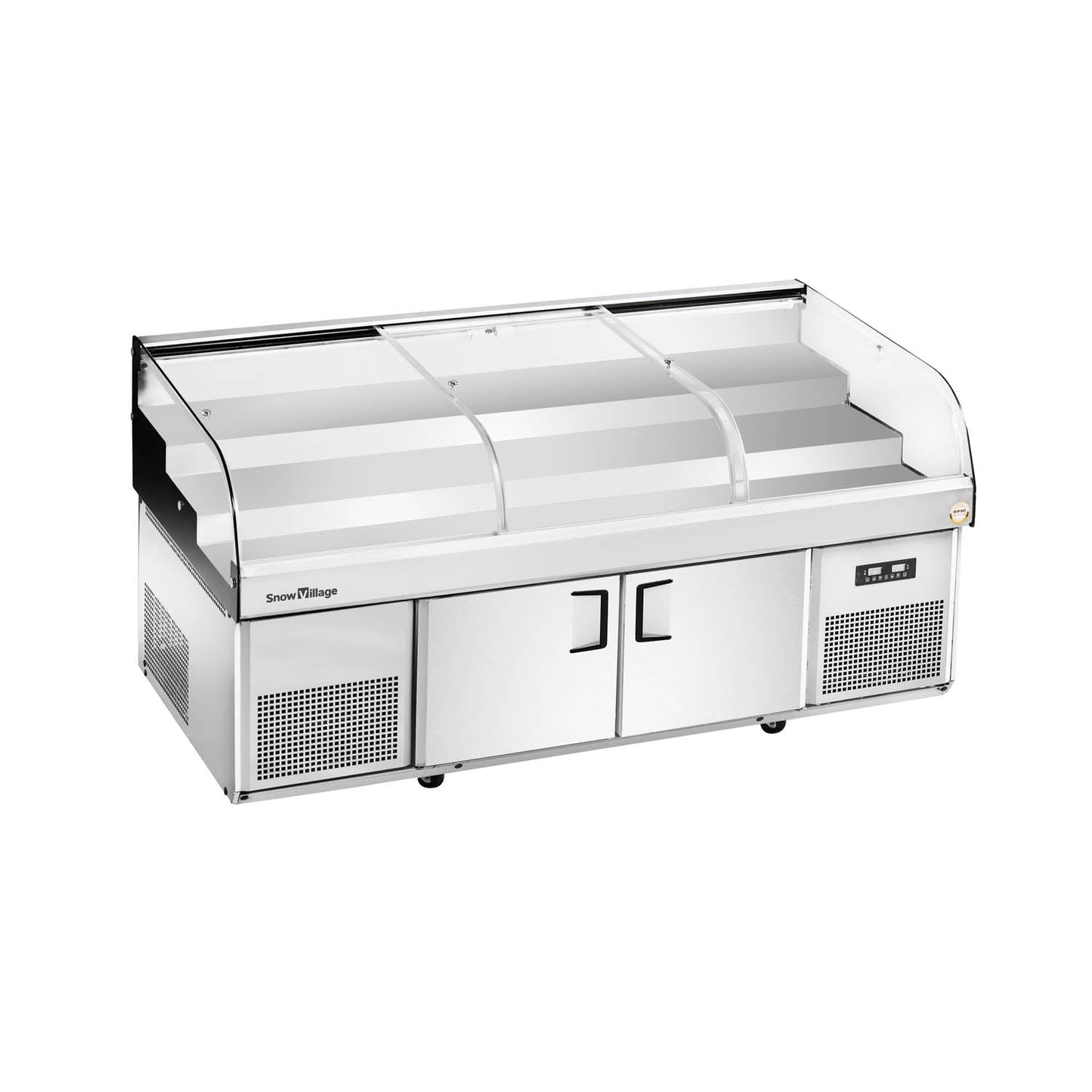 Ice Display Table BT-K2.5-T3XQ Curved / Glass Door / 3 Steps