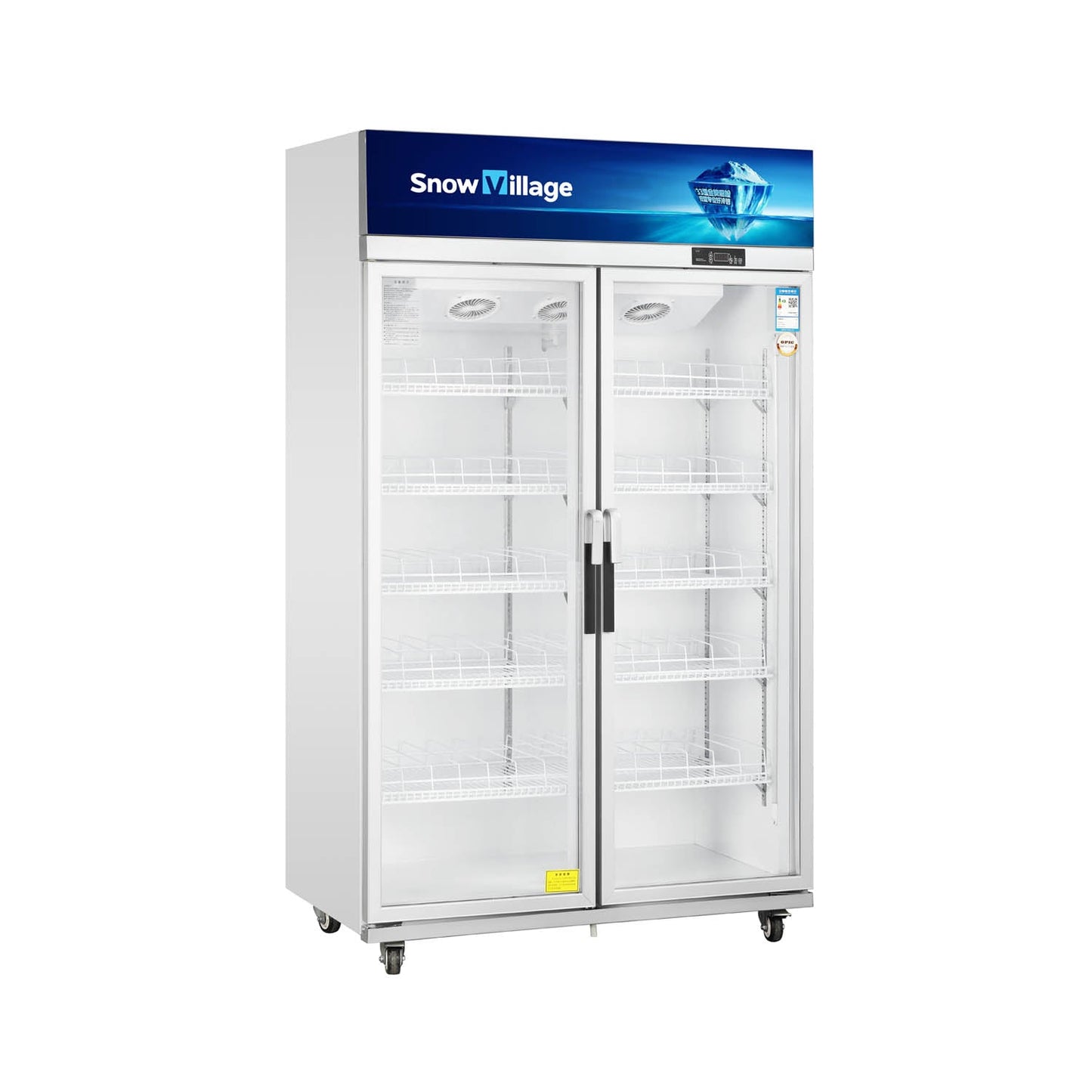 Snow Village glass-door merchandiser