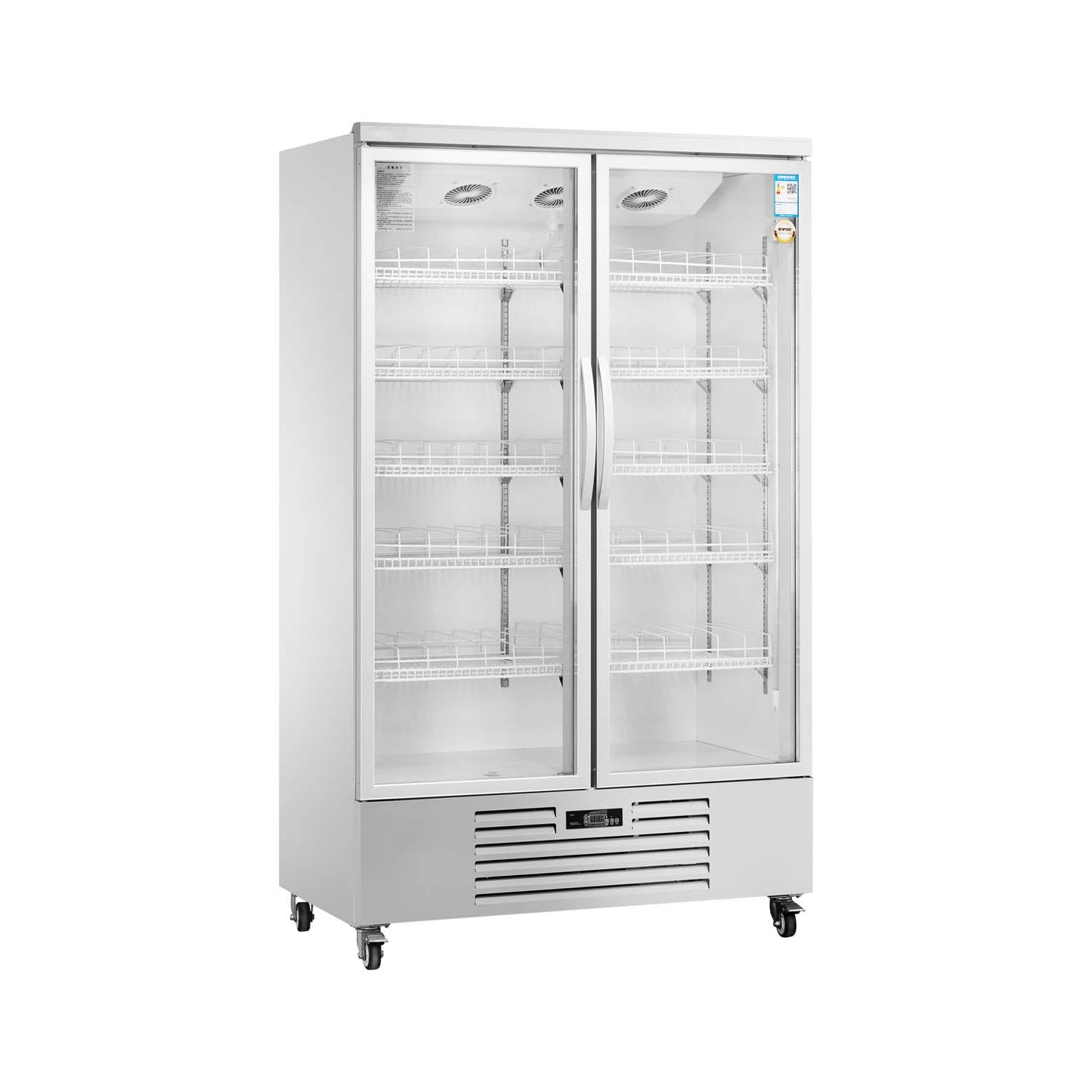 Snow Village glass-door merchandiser