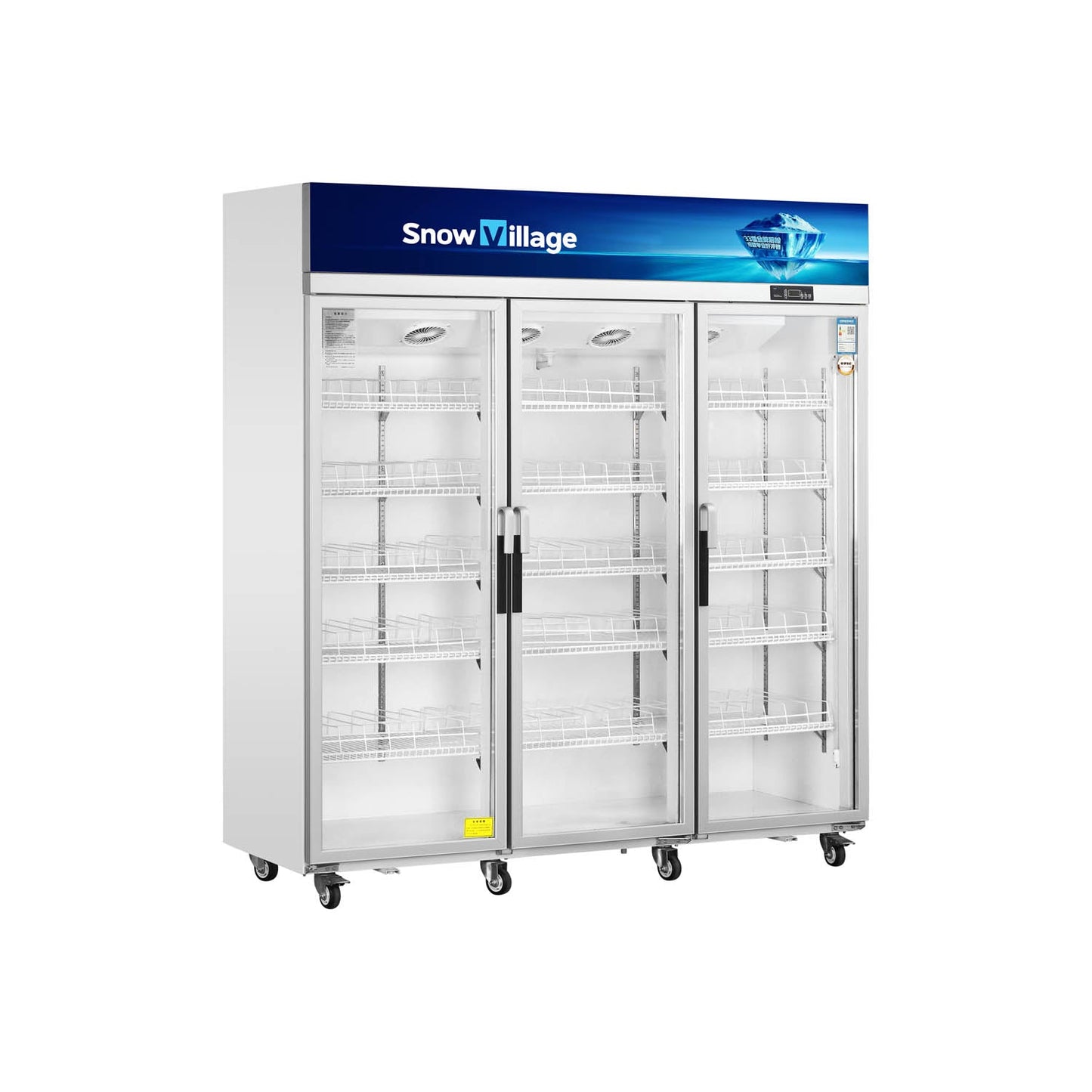 Snow Village glass-door merchandiser