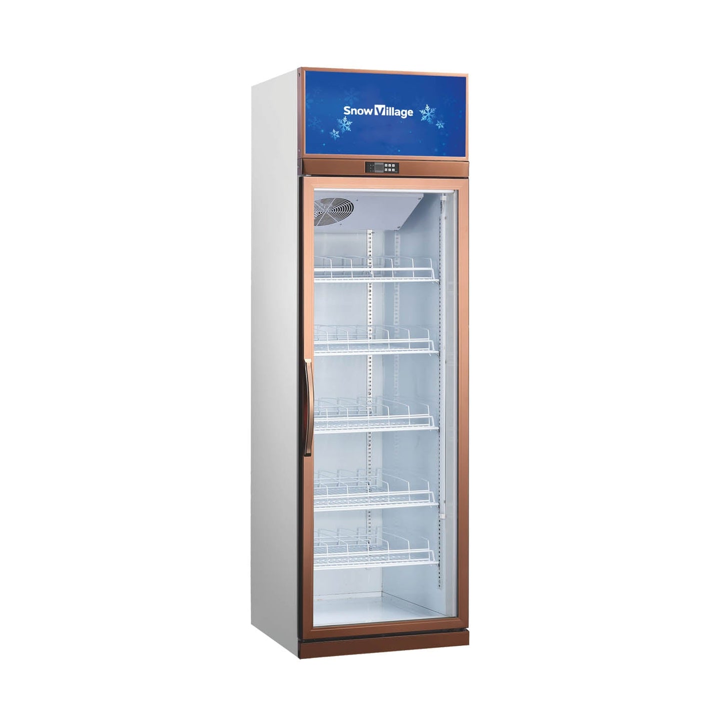 Snow Village glass-door merchandiser