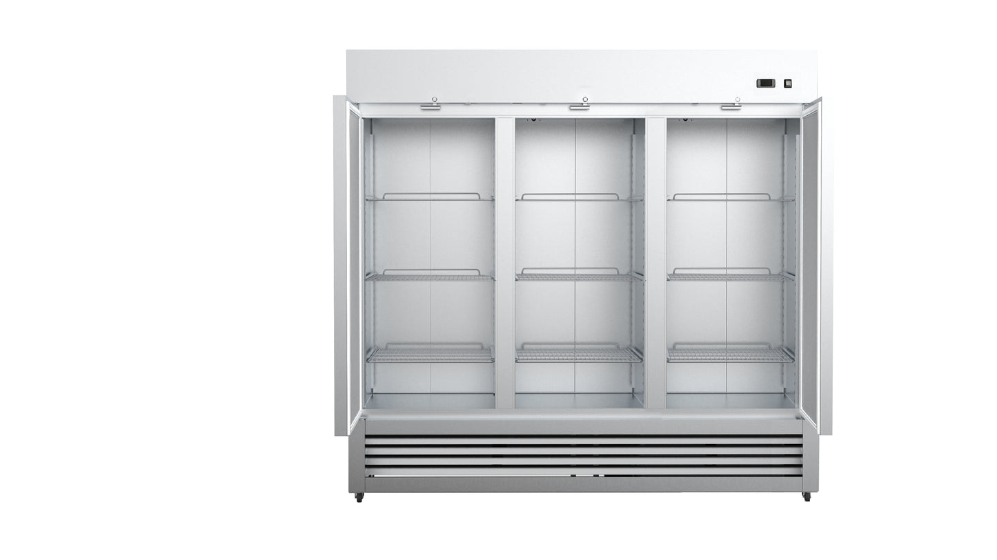 Snow Village 81" 3-Door Reach-In Commercial Refrigerator, Solid Doors, Stainless Steel (XCV-81R)