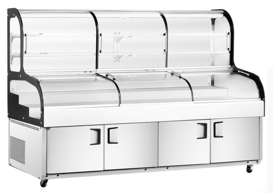 Ice Display Table BT-E1.2-T6S Curved / Sliding Door / 3-Temperature / 6-Stage / 4-Lower-Door