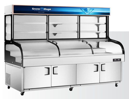 Ice Display Table BT-E1.2-T6X Straight / Sliding Door / 3-Temperature / 6-Stage / 4-Lower-Door
