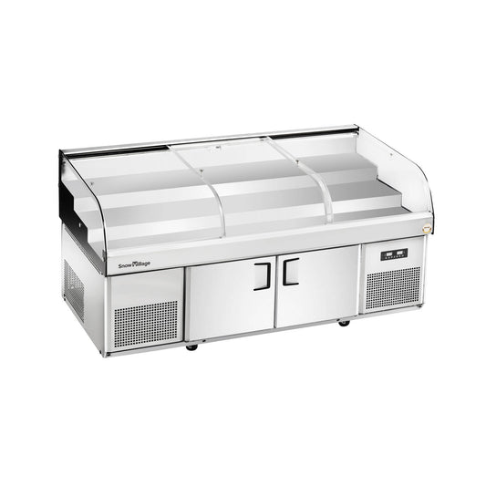 Ice Display Table BT-K1.8-T3XQ Curved / Glass Door / 3 Steps