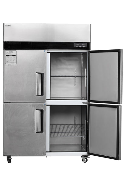 Snow Village Refrigerador congelador vertical comercial de doble temperatura de 4 puertas, acero inoxidable (CFS-40N4)
