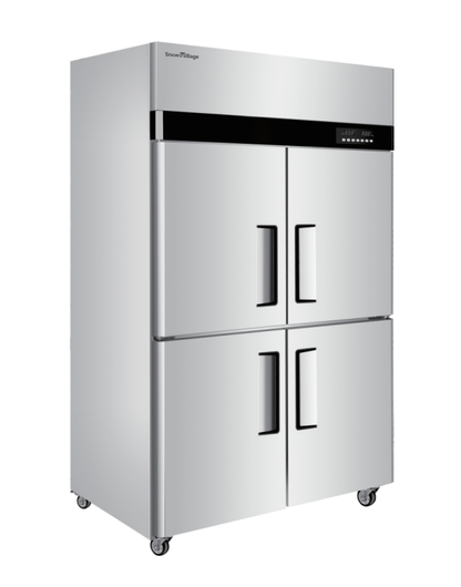 Snow Village CFS-40N4 4-door reach-in refrigerator-freezer, stainless steel