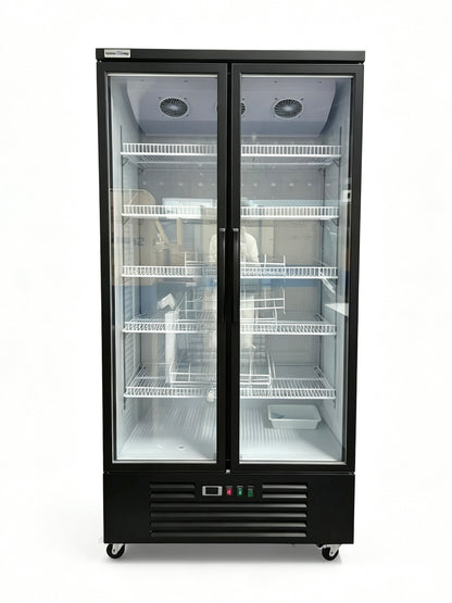 Snow Village 2-Door Glass Door Merchandiser Refrigerator, Commercial Display Cooler (LC-1000FX)