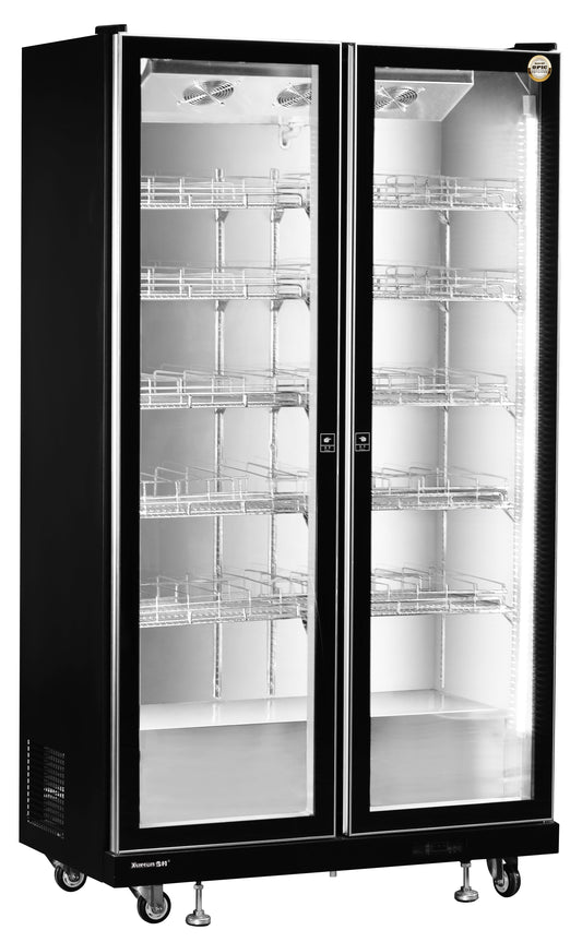 Snow Village LC-1200FX Upright Glass Door Refrigerator, Ventilated Cooling, 2-Door