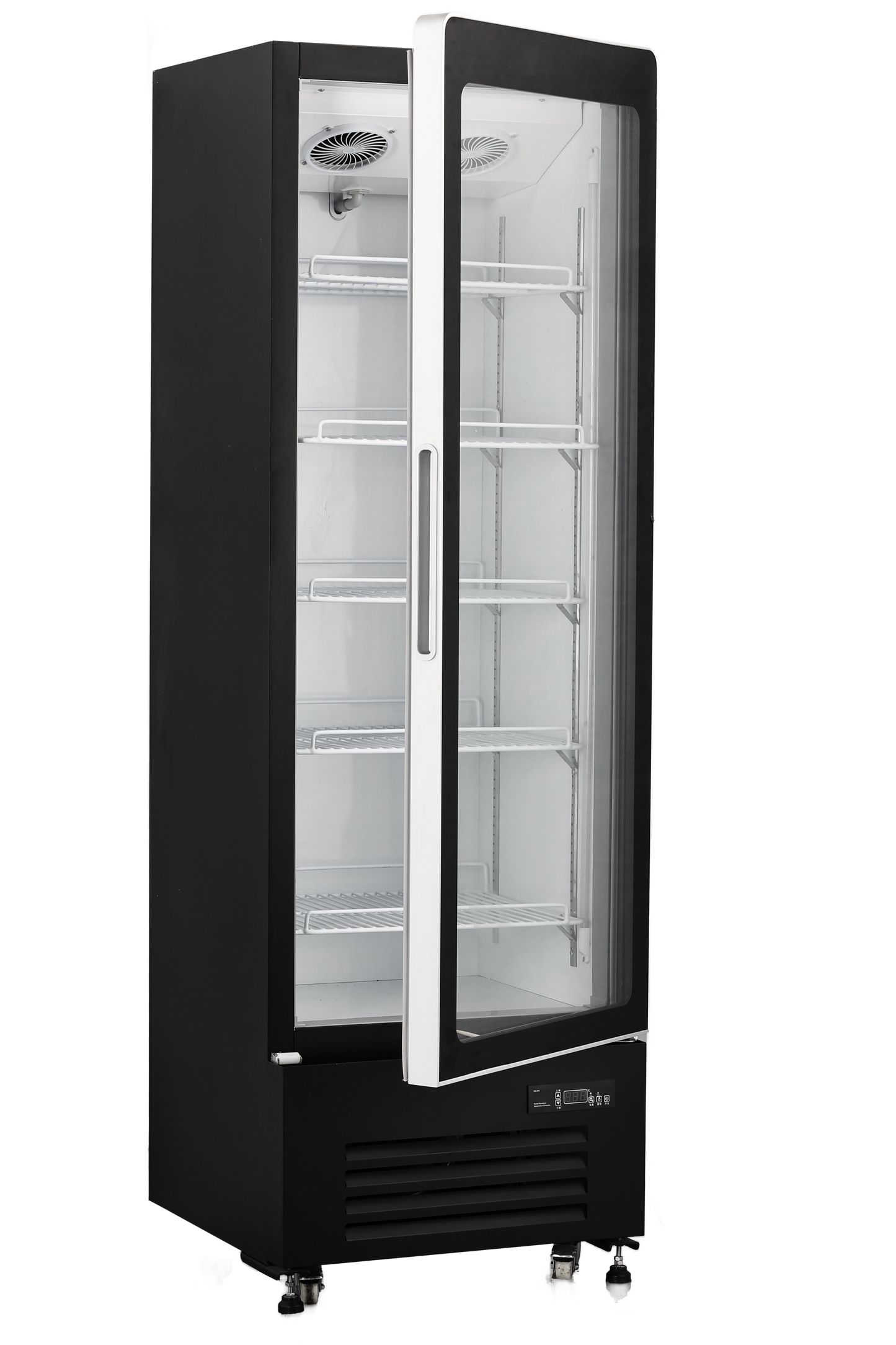 Snow Village 1-Door Glass Door Merchandiser Refrigerator, Commercial Display Cooler (LC-338FP)