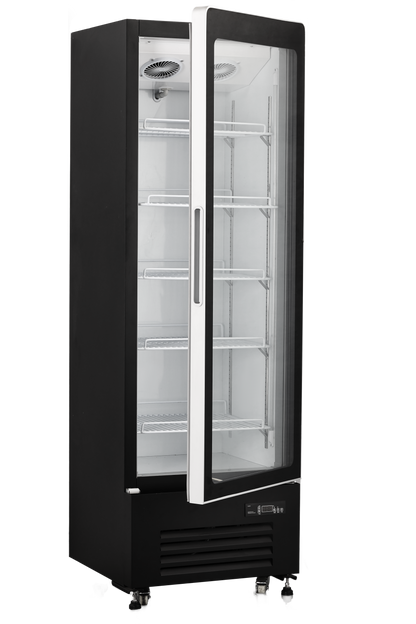 Snow Village 1-Door Glass Door Merchandiser Refrigerator, Commercial Display Cooler (LC-338FP)