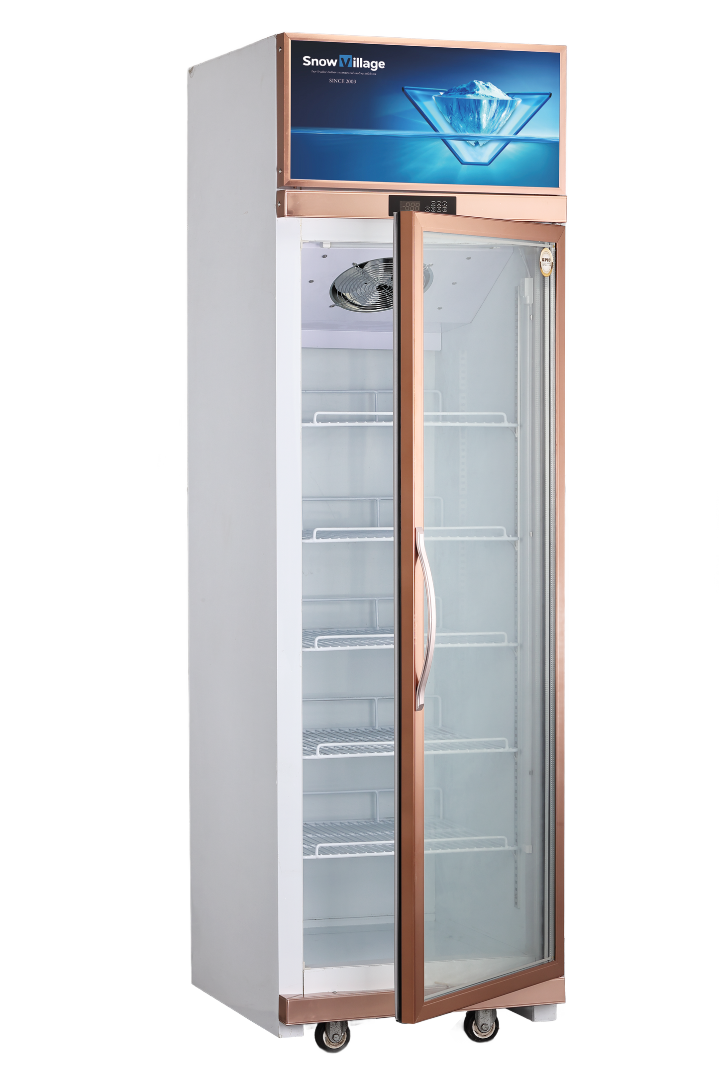Snow Village 1-Door Glass Door Merchandiser Refrigerator, Commercial Display Cooler (LC-620FS)