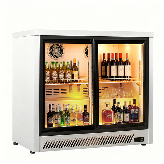 Back Bar Cooler BT-900FYS 2-Door / Glass / Sliding / Refrigerator / Stainless Steel Version