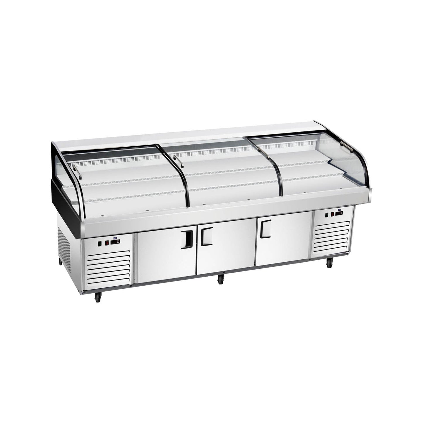 Ice Display Table SS-FZ Flat/Tri-Steps Dual Temperature Series - 3 Sliding Doors