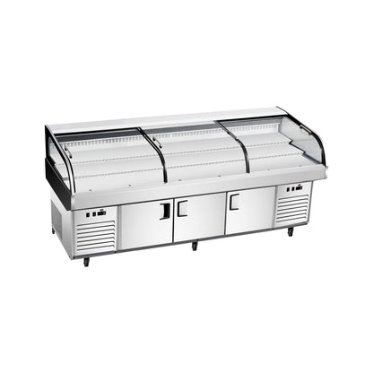 Ice Display Table SS-FZ Flat/Tri-Steps Dual Temperature Series - 3 Sliding Doors