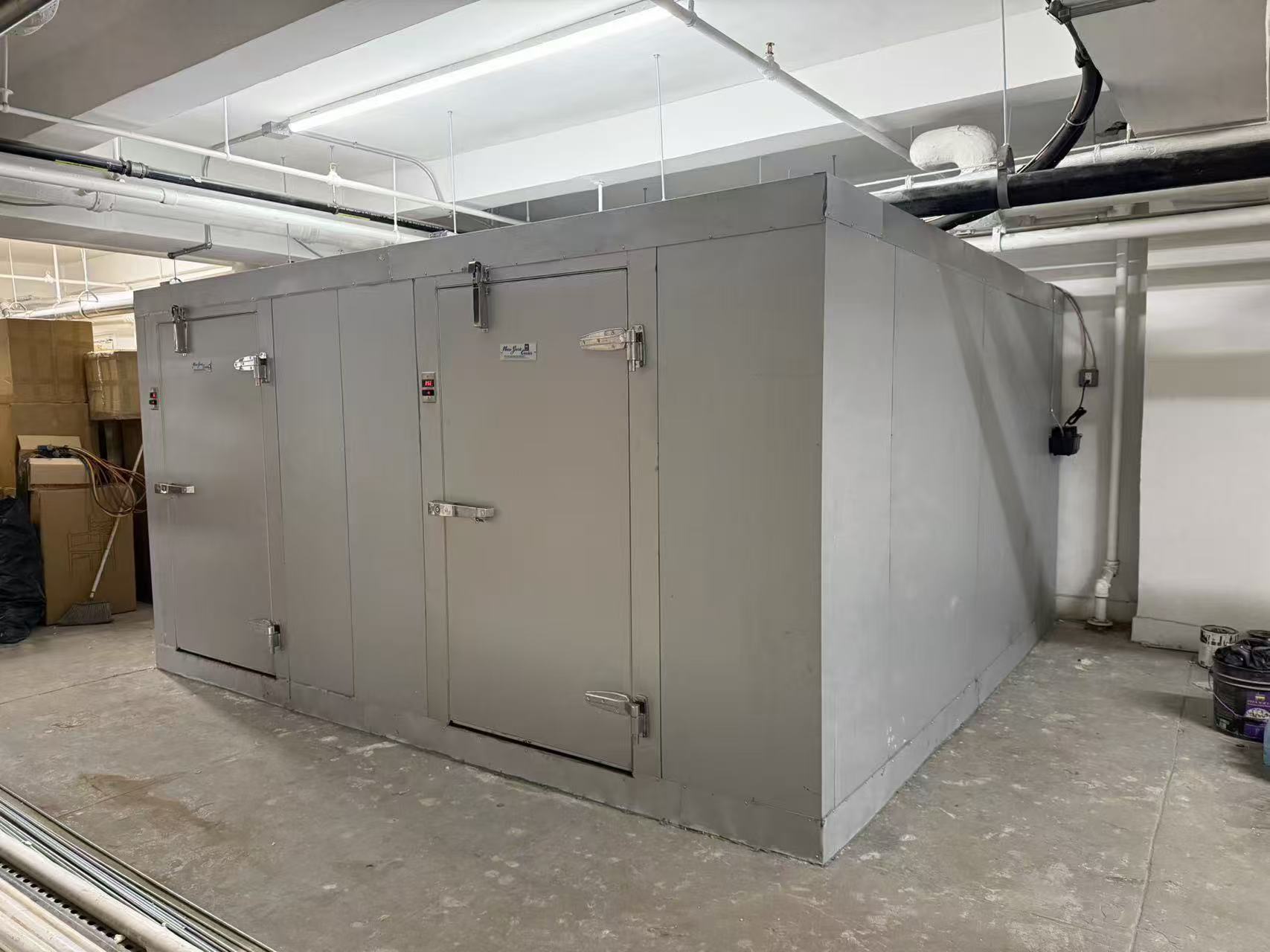 Snow Village walk-in cooler freezer combo installed on site in a New York restaurant basement